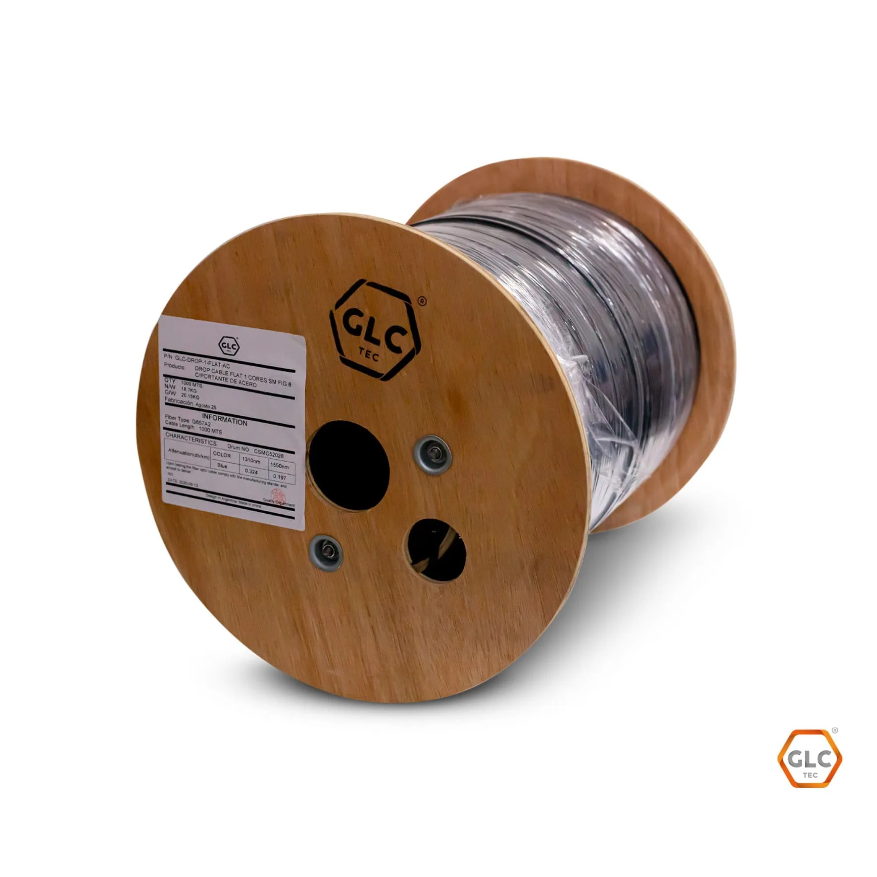 FIBRA OPTICA DROP CABLE FLAT 1 HILOS SM FIG.8 C/PORTANTE DE ACERO X 1000MTS - https://www.matcomsa.com.ar