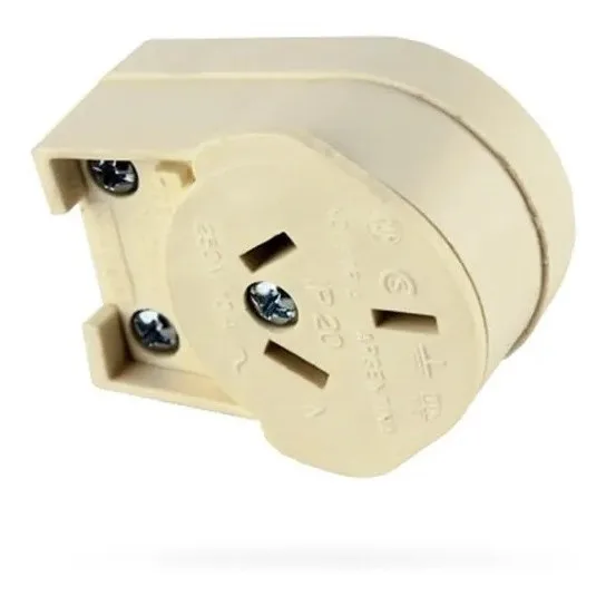 Ficha Hembra 10a Salida Lateral Marfil - https://www.matcomsa.com.ar