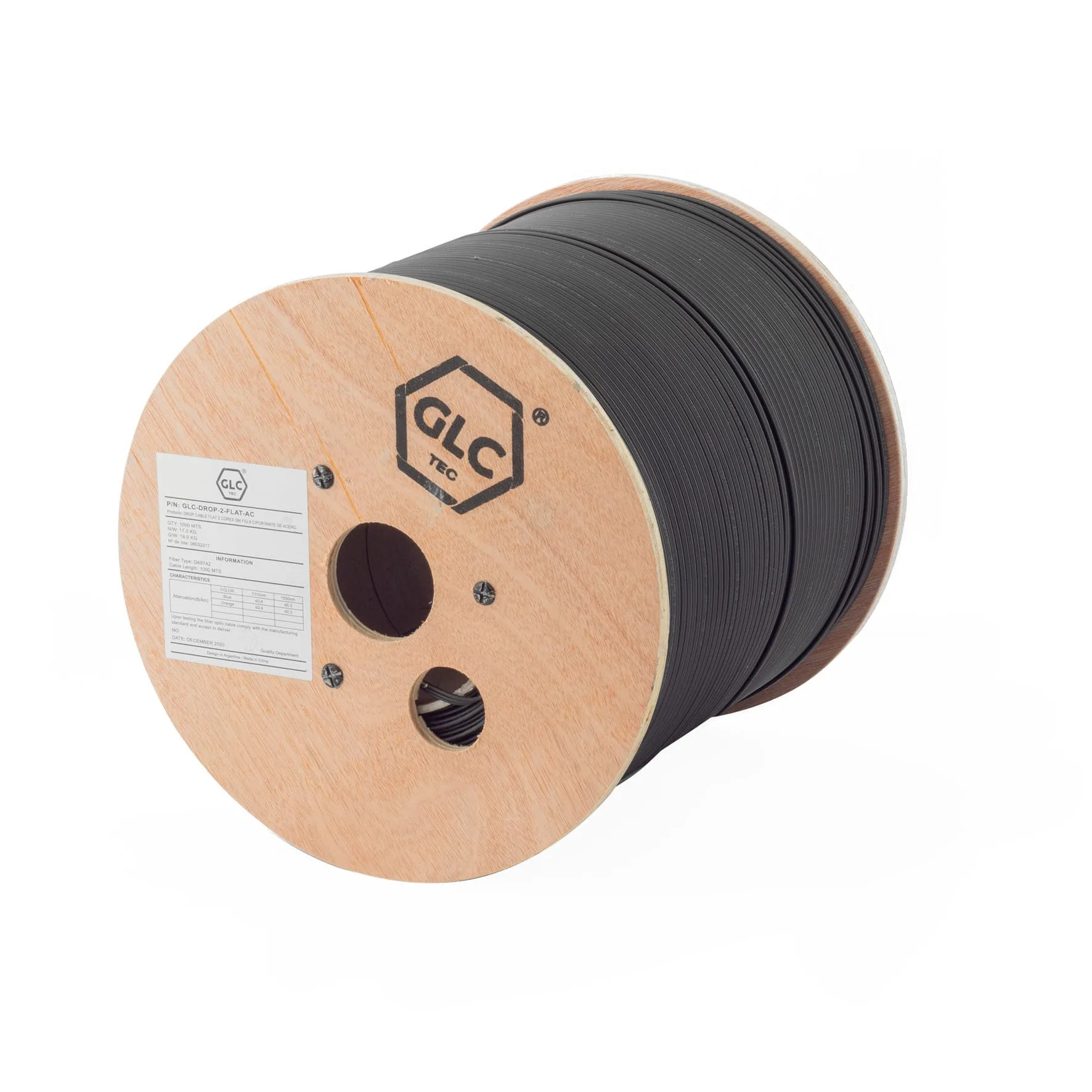FIBRA OPTICA DROP CABLE FLAT 2 HILOS SM FIG.8 C/PORTANTE DE ACERO X1000MTS - https://www.matcomsa.com.ar